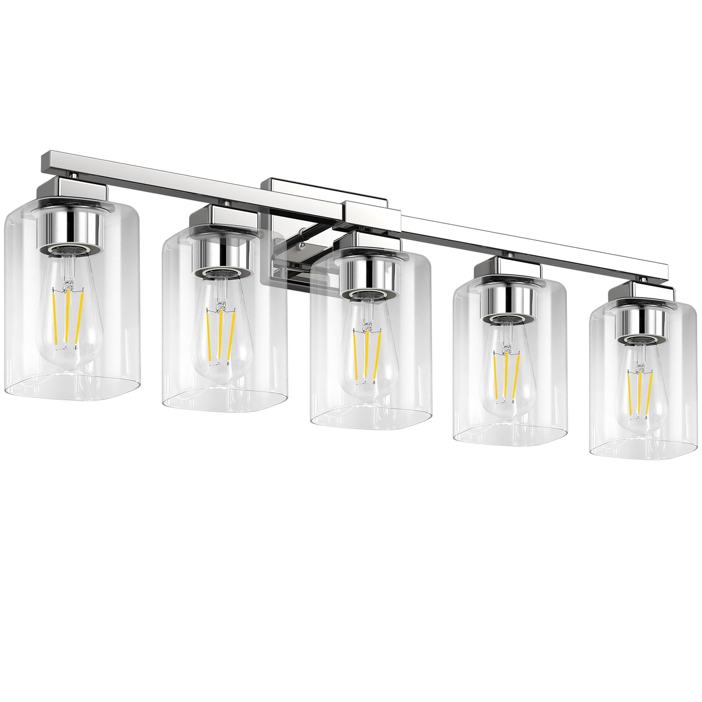 Beslowe 5-Light Bathroom Light Fixtures  Modern Chrome Bathroom Vanity Light  Bathroom Lighting Fixtures Over Mirror  Nickel Bathrom Wall Lamp  Wall Lights For Living Room Bedroom Hallway