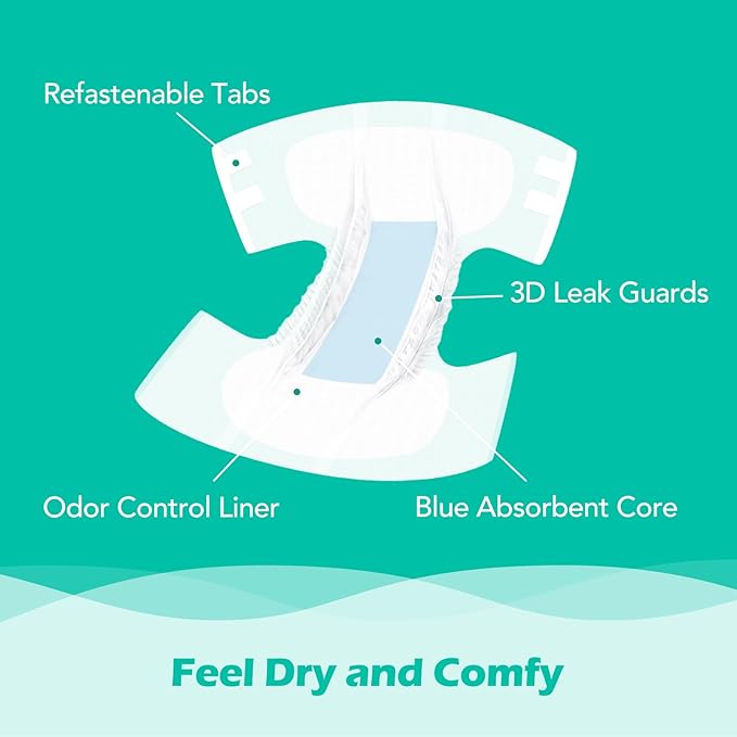 SUNKISS TrustPlus Adult Diapers with Maximum Absorbency, Unisex Disposable Incontinence Briefs with Tabs for Men and Women, Odor Control, XSmall, 15 Count