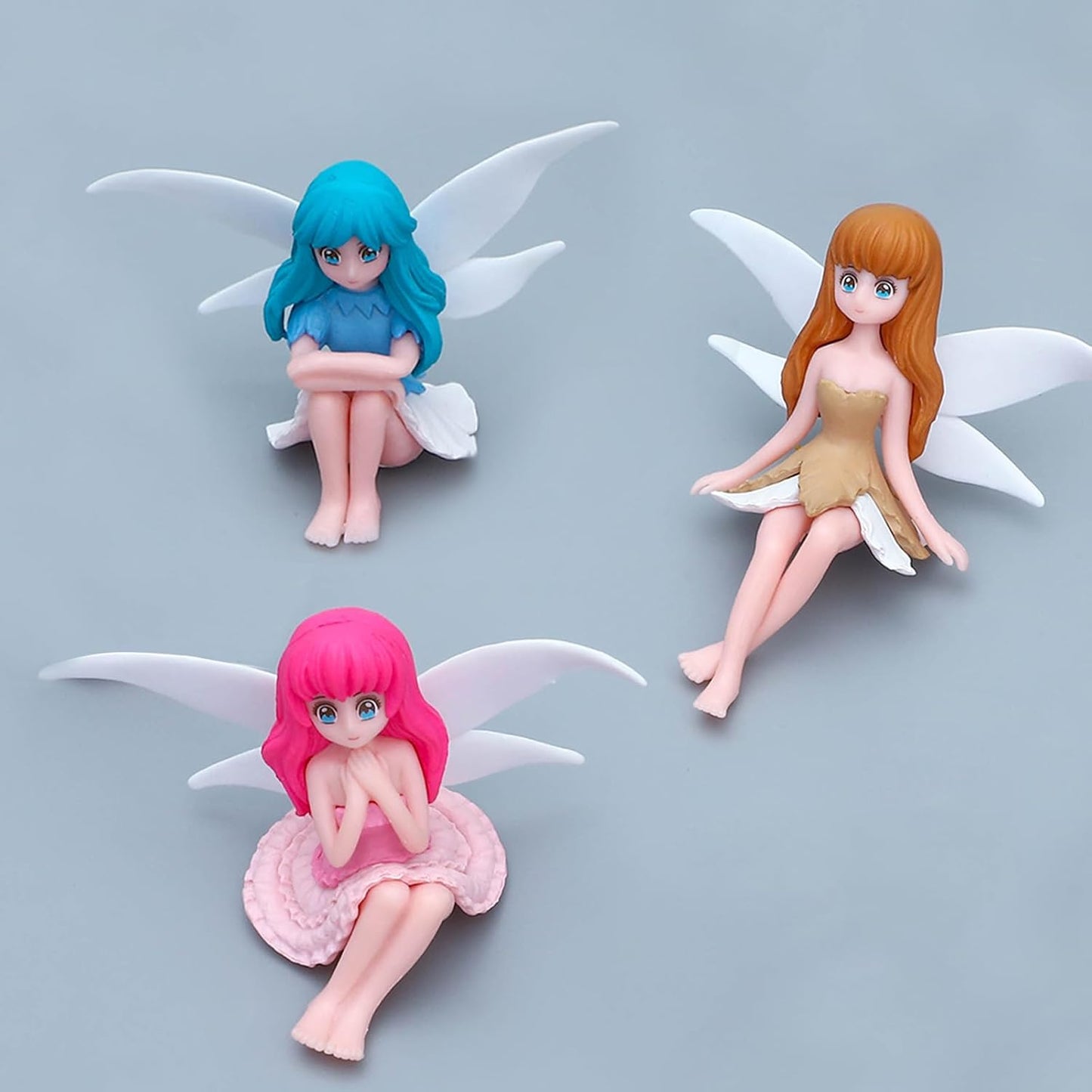 ONEST 4 Pieces Miniature Fairy Garden Accessories Small Fairy Figurines Hand Painted Fairies Figures Girl Fly Wing Figurines for Car Decor Fairies Garden Flower Pot Birthday Cake Topper