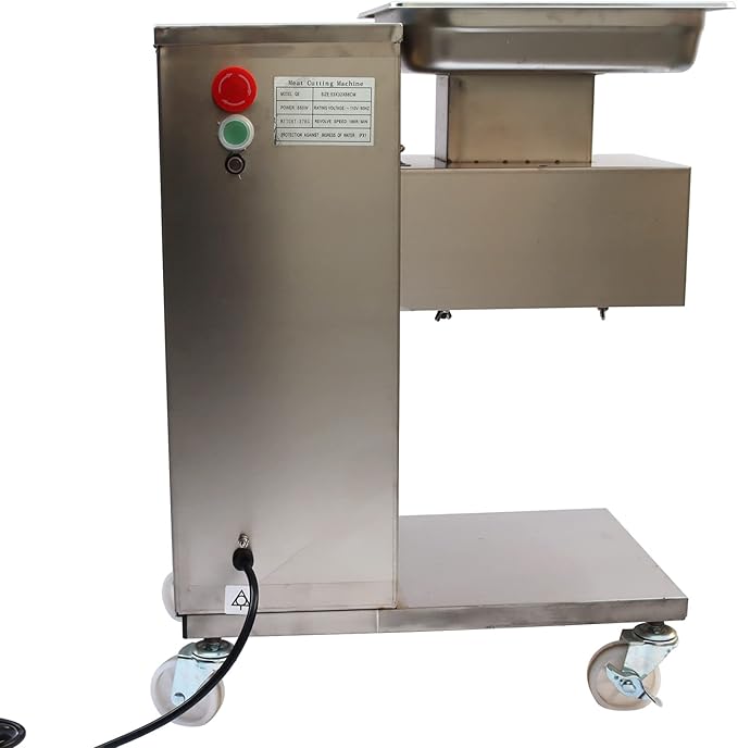 INTBUYING 15mm Meat Cutter Commercial Electric Slicer Shredded Diced for Steak Beef Pork Meat 5.7×3inch Feed Inlet QE