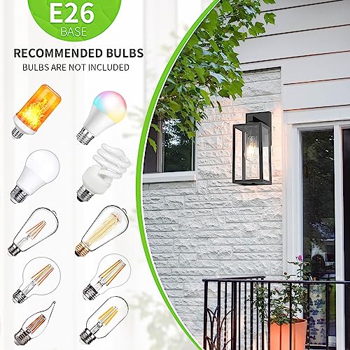 MAXvolador Outdoor Wall Sconce, Exterior Waterproof Wall Lantern Light Fixtures, Black Porch Lights with Toughened Glass S...