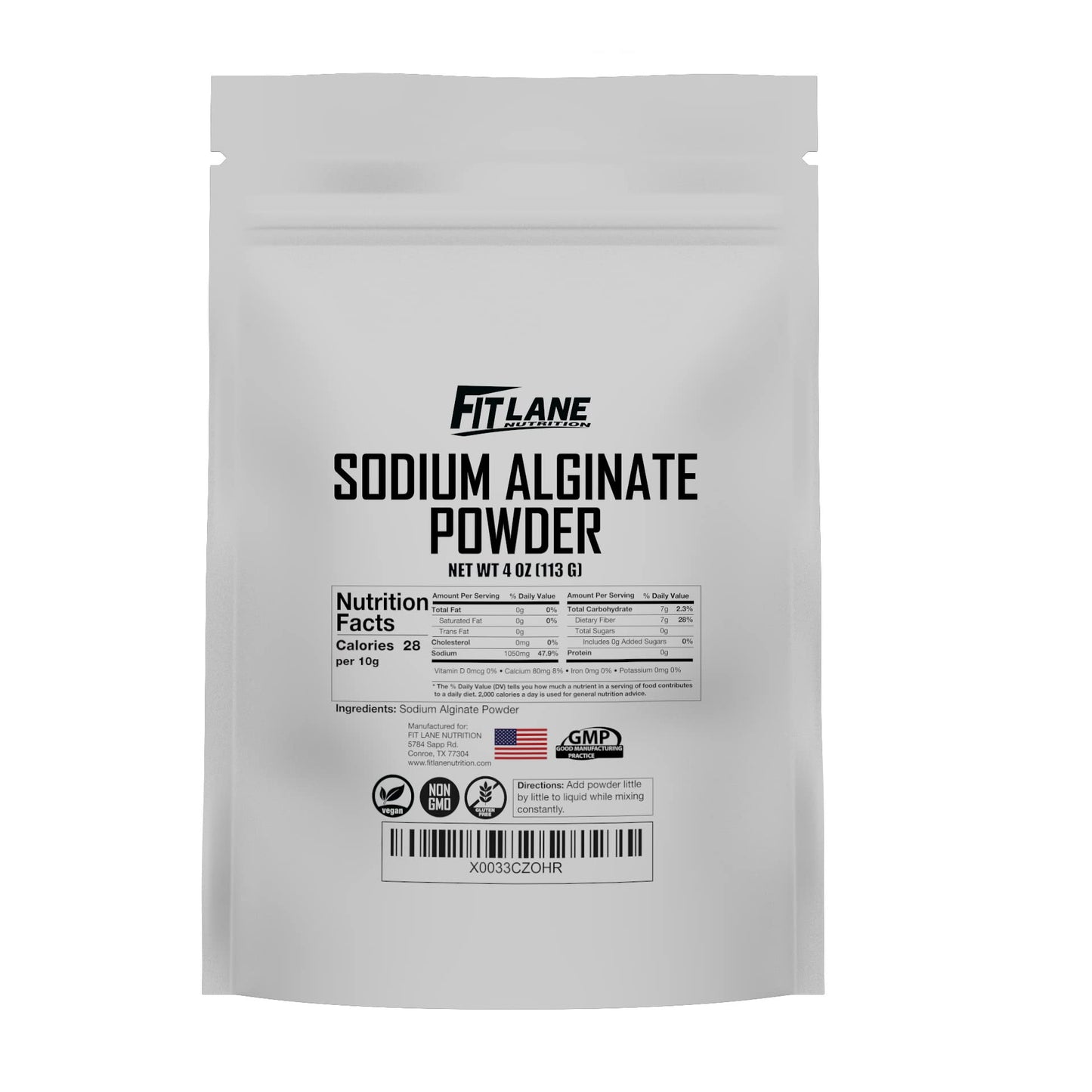 Sodium Alginate Powder 4 oz  Pure Food Grade Bulk Powder for Thickening  enhanced Molecular Gastronomy Ingredient - Non-GMO and Vegan - by Fit Lane Nutrition