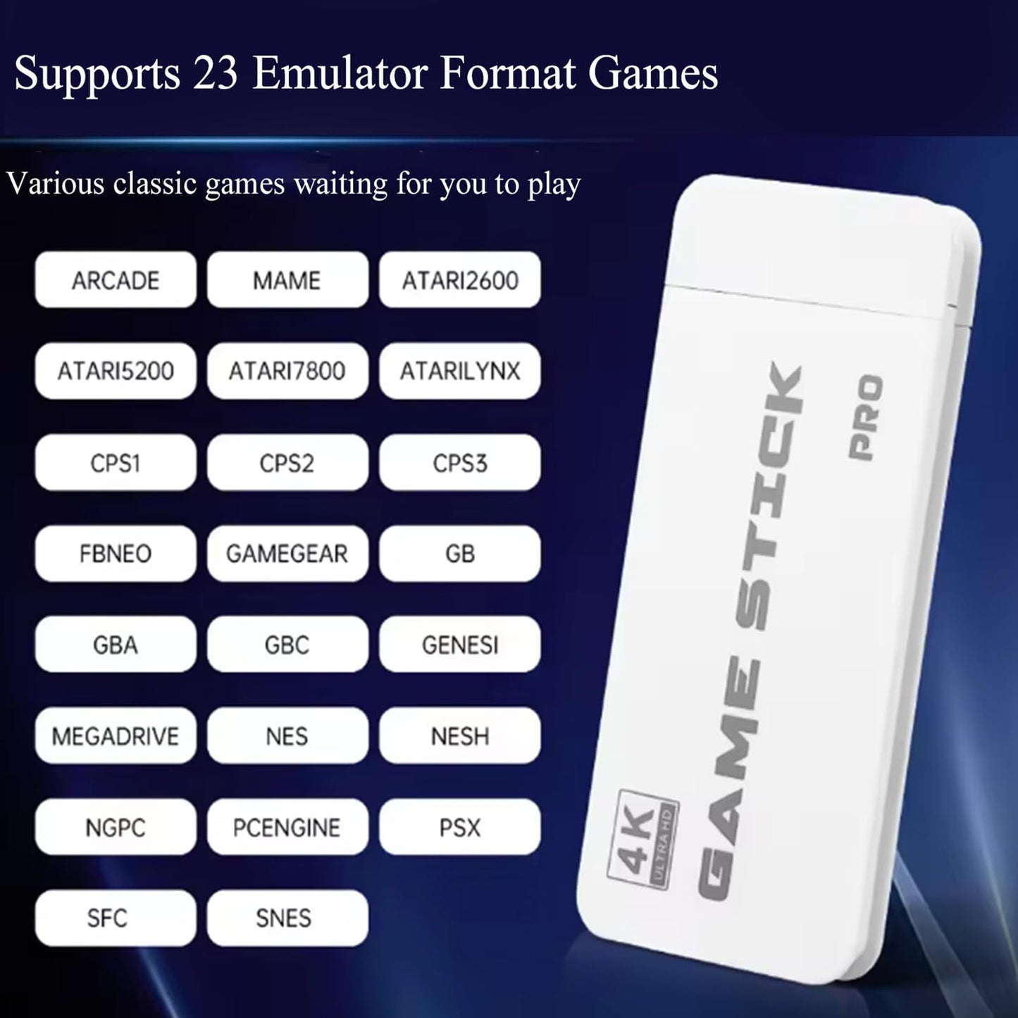 2025 New Upgrade Retro Gaming Console,m15 game stick Retro Game Stick 20000+ Games with 23 Emulators, HDMI Plug and Play TV Video Game Stick 4k with 2 Wireless Controllers, Gift for Families, Adults (64G)