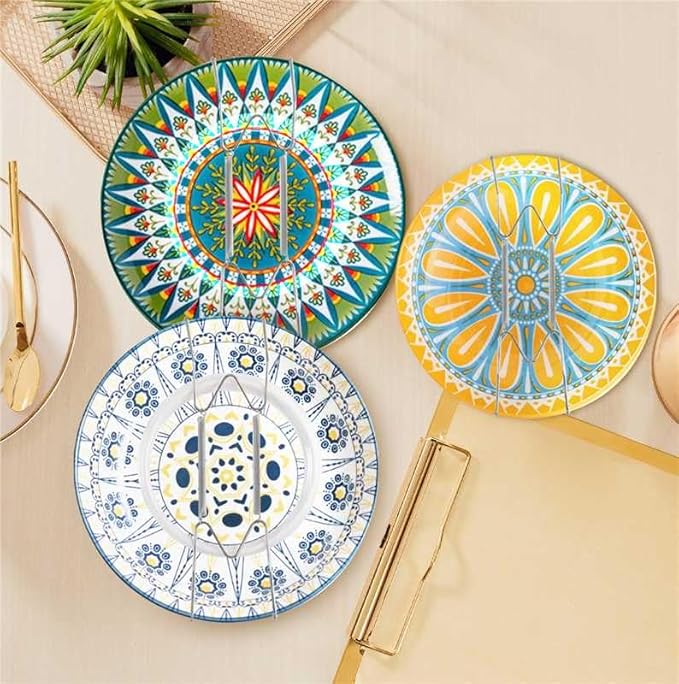 3 Pack 12/14/16 Inch Decorative Plate Medium Plate Hangers for The Wall, Invisible Stainless Steel Wall Hangers for Display with Hooks, for Platter/Dish/Picture(Silver)