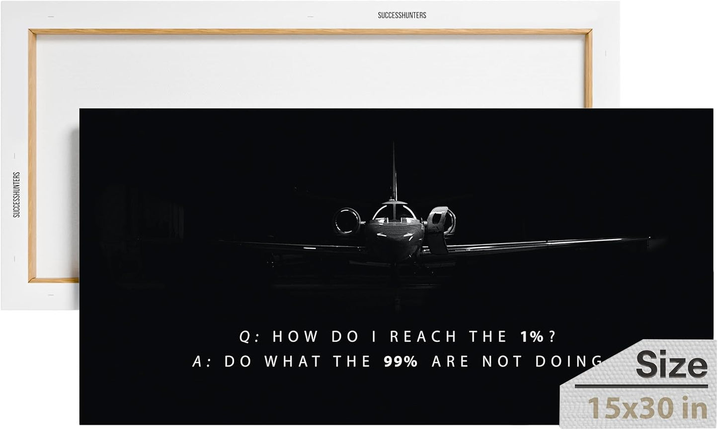 Motivational Wall Art for Office, Inspiring Quote Canvas, Inspirational Plane Decor, Private Jet Artwork, Motivational Wall Decor for Office and Home (30 X 15 in)