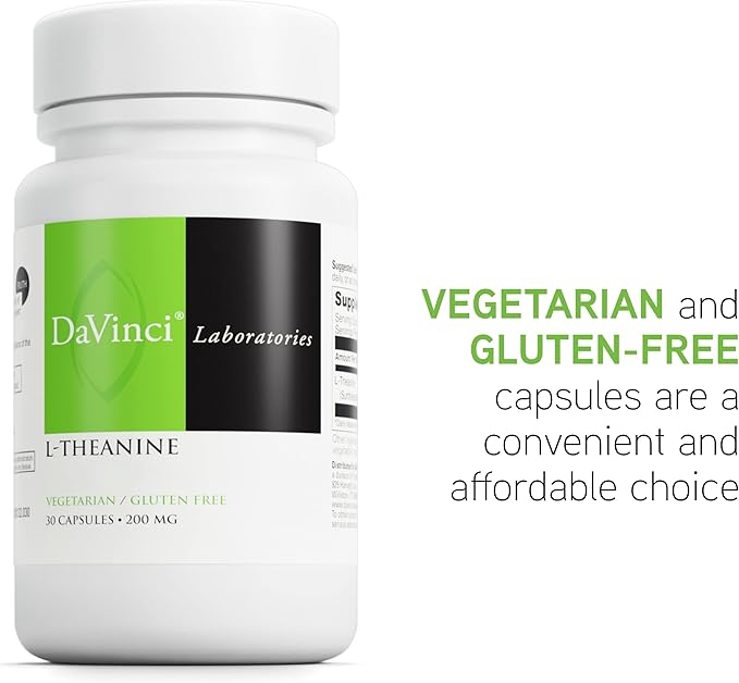 DAVINCI Labs L-Theanine - Dietary Supplement to Help with Concentration, Focus, Relaxation and Irritability* - with 200 mg L-Theanine per Serving - 30 Vegetarian Capsules