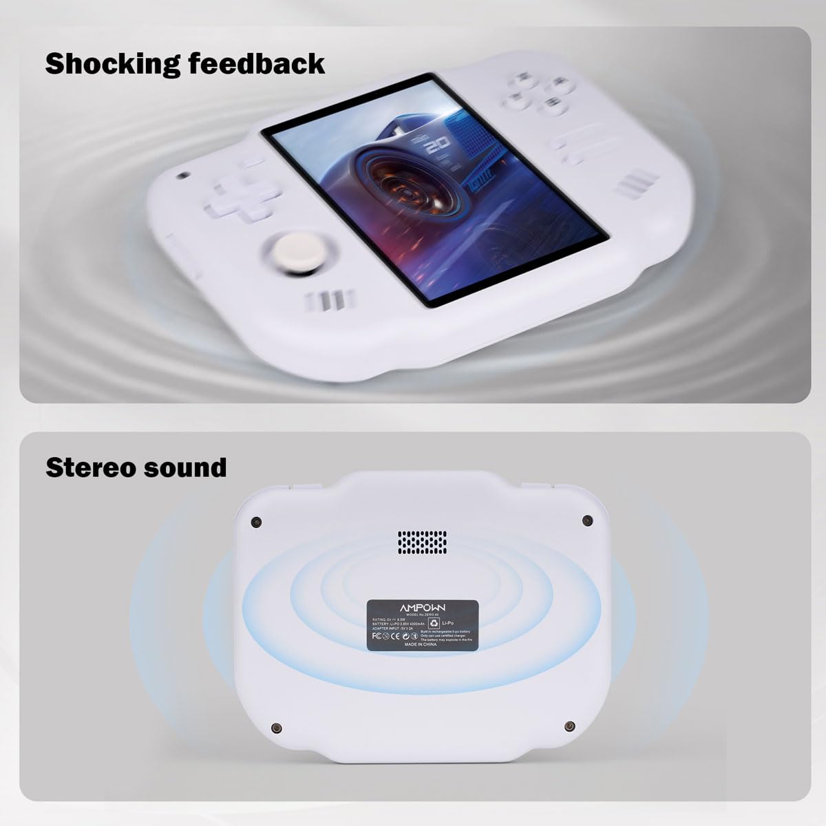 MagicX Zero 40 Handheld Game Console, 4.0 Inch IPS Screen Retro Video Games Consoles with 4300mAh Long Battery Life & 64GB TF Card Preloaded Games, WiFi Wireless Connection Classic System (White)