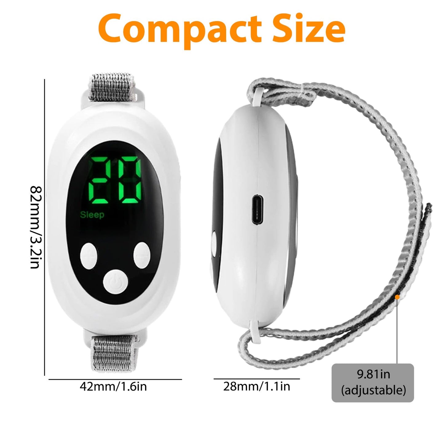 Handheld Sleep Aid Device, Portable Anxiety Insomnia Relief Device Improve Sleep, USB Rechargeable & 20 Intensity Levels, White