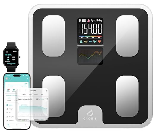 CLORIS Smart Scale for Body Weight Fat, Digital Bathroom Weighing Machine for Accurate BMI Muscle Mass Composition Health ...