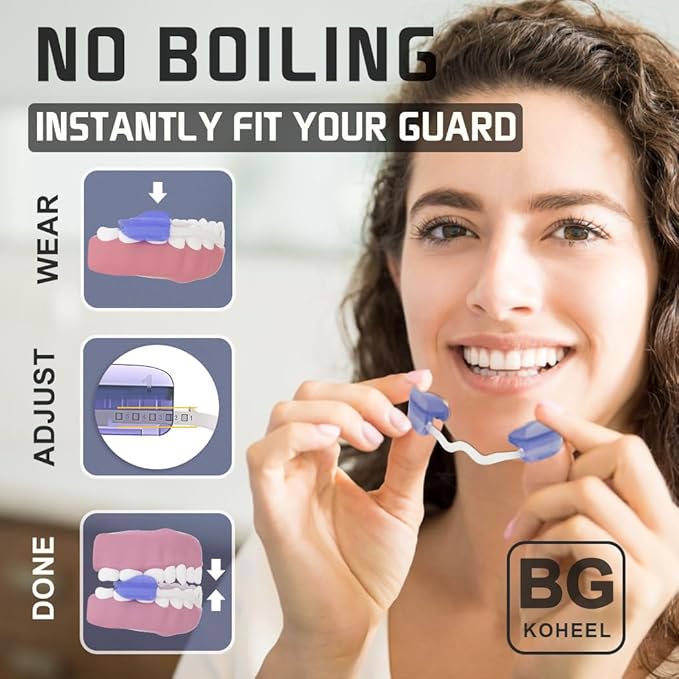 KOHEEL BG Adjustable Night Guard for Teeth Grinding, No-Boil Dental Guard for Bruxism Relief, 2 Count (Thin)