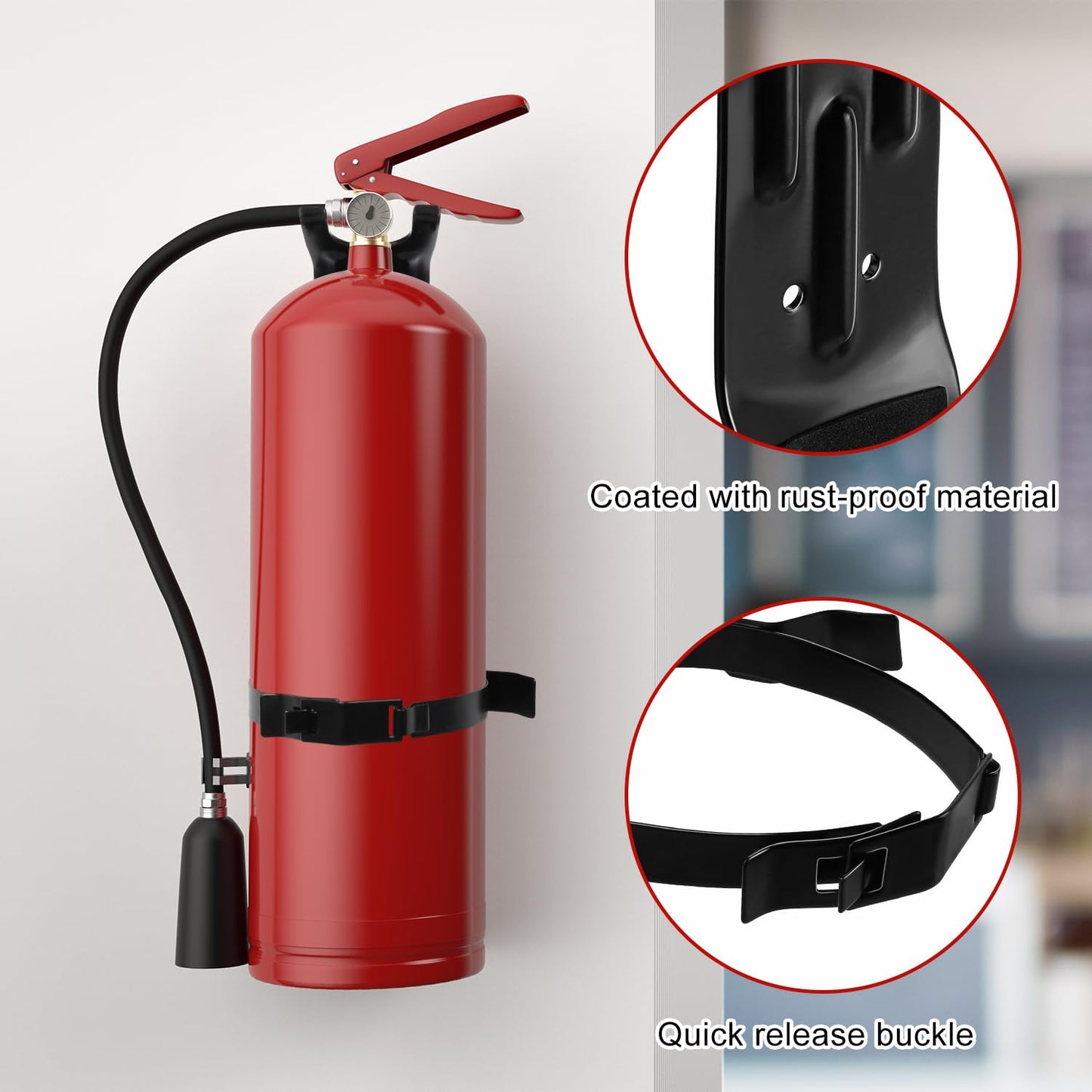 2pcs Home Fire Extinguisher Mount Bracket, 5 LB Metal Truck Fire Extinguisher Mounting Bracket, Mini Extinguishers Mount Holder Kit for Vehicle and Home
