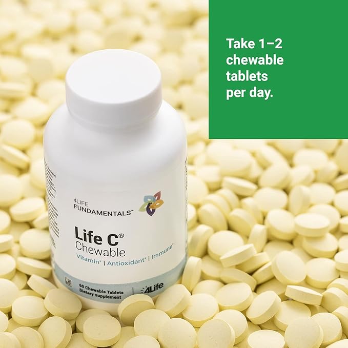 4Life Life C - 7 Active Forms of Vitamin C for Immune Support, Nutrient Absorption, and Benefits - Citrus Flavor - 60 Chewable Tablets