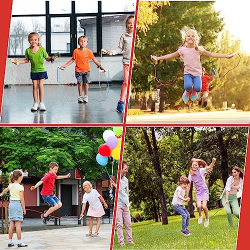 Shappy 24 Pcs Jump Rope Bulk 7.25 ft Adjustable Cotton Skipping Rope with Wooden Handle Braided Fitness Jumping Rope for T...