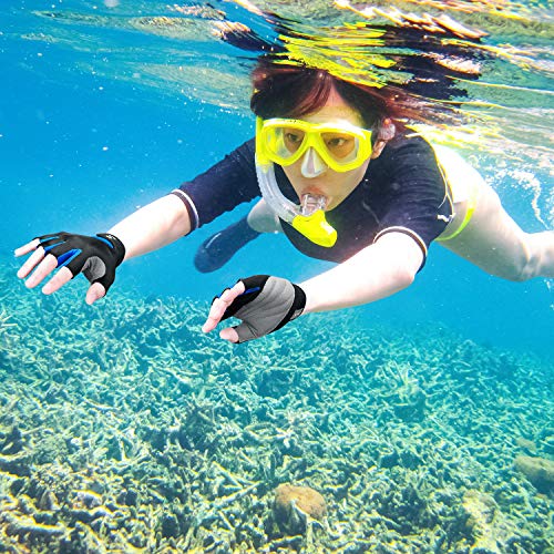 FitsT4 Sports Half Finger Padded Palm Gloves for Diving, Sailing, Jet Skiing, Stand-UP Boarding, Kayaking and Water Skiin...