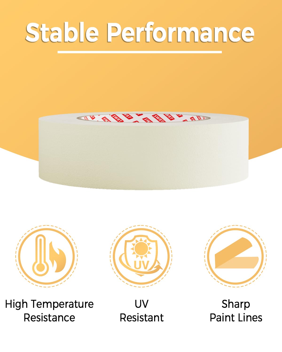 SWRT Masking Tape 0.75 inch x 55 Yards x 10 Rolls (550 Total Yards), Adhesive Painting Tape Bulk for General Purpose Beige White Color for Painting, Crafting, School Stationery, Arts, Home Use etc