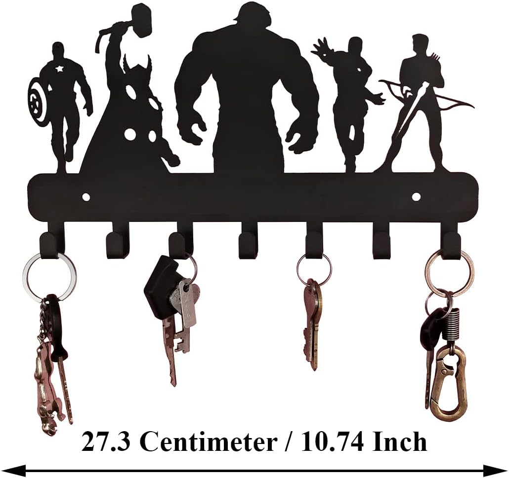Superheros Wall Mounted Metal Key Holder, Key Organizer, Metal Key hook, 10.6 X 7.5 X 1 INCH