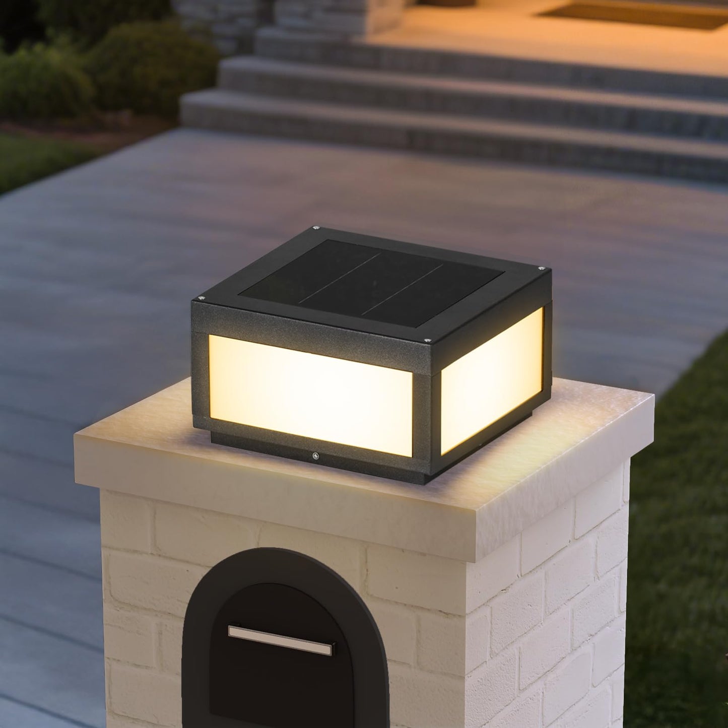 MVBT Solar Post Lights, 11.8 Pillar Light Outdoor, Modern Column Lights, Fence Posts Cap Lamp Solar Powered, Square 3000K LED Li