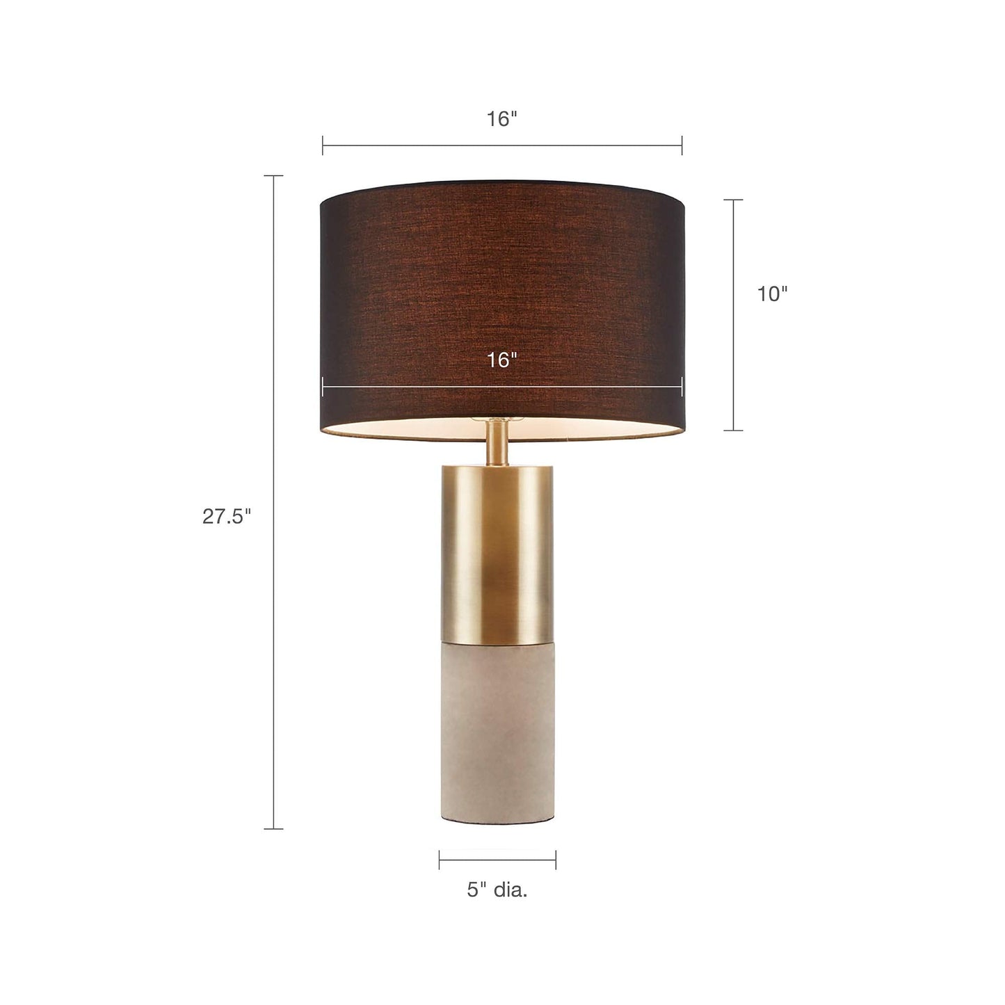 Hampton Hill Desk Lamp - Modern Luxe Gold/Black, 27.5 Tall, Fabric Drum Shade, Concrete Base, Model Mps153-0079