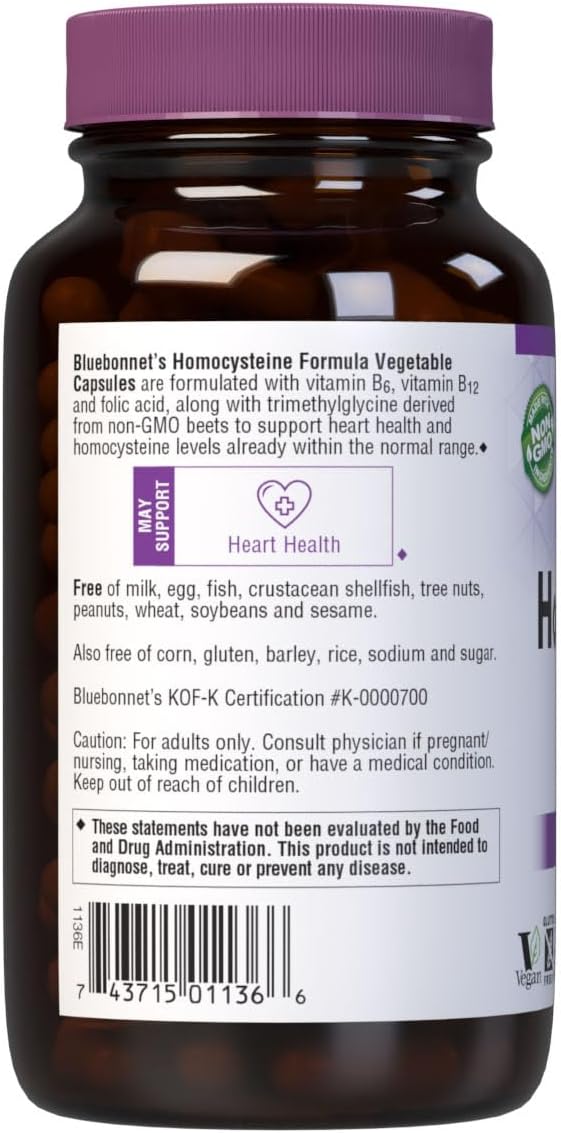 BlueBonnet Homocysteine Formula Supplement, 120 Count