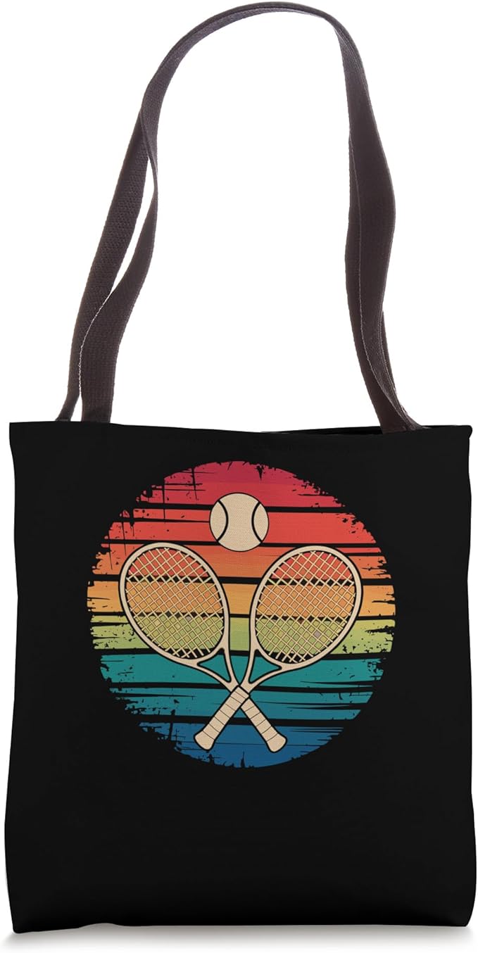 Tennis Player Retro Sunset Crossed Rackets Tote Bag