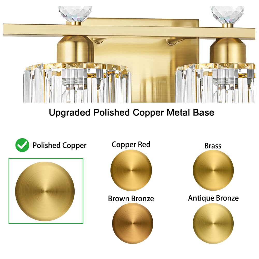 Modern Crystal Bathroom Vanity Light  4-Lights Bathroom Light Fixtures  Brass Gold Vanity Lighting Fixtures Over Mirror  Brushed Wall Sconce Light For Bedroom  Kitchen  Living Room  Gallery  E26 Base