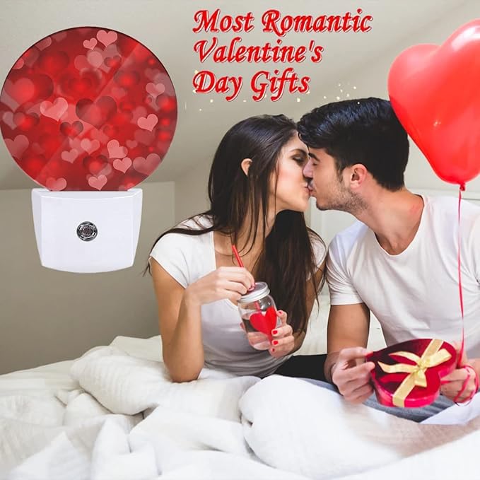 EKOBLA Red Hearts Night Lights Plug into Wall Romantic Red Love Heart Valentines Design Plug-in Nightlights Home Auto Sensor LED Dusk to Dawn Light for Bedroom Bathroom Kitchen Corridor