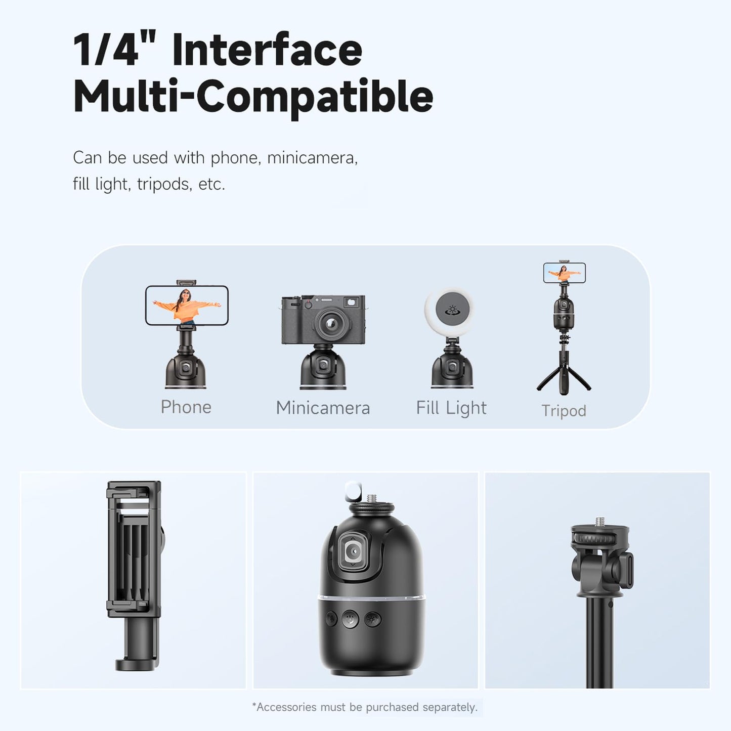 Andoer 360° Auto Face Tracking Gimbal Auto Tracking Phone Holder Smart Selfie Gimbal Stabilizer Robot Cameraman Gesture Control with Quick Release Phone Clamp for Vlog Live Streaming Video Recording
