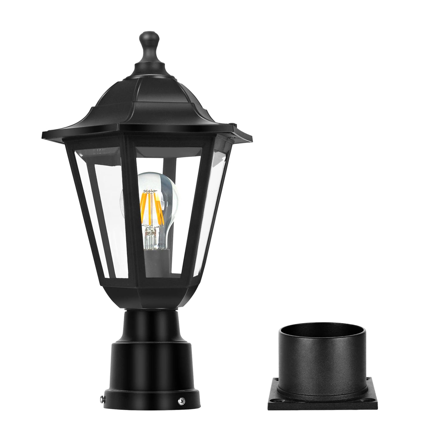 Fudesy Outdoor Post Light Fixture - Waterproof Black Plastic Lantern, E26 Socket, Model Fds6163B1, Led Bulb Included