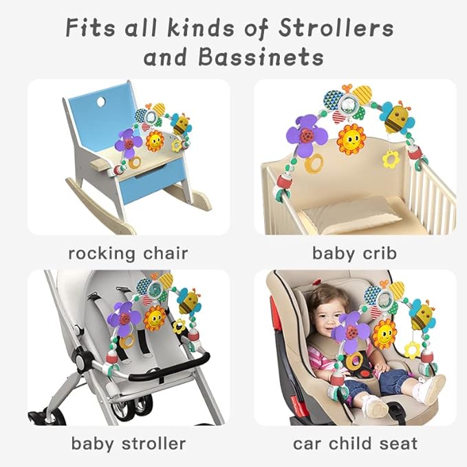 Eners Baby Play Arch Crib Toys, Activity Arch Toy, Crib Mobile for Pack and Play, Mobile for Bassinet, Crib Toys for Babies Boys Girls (Yellow)