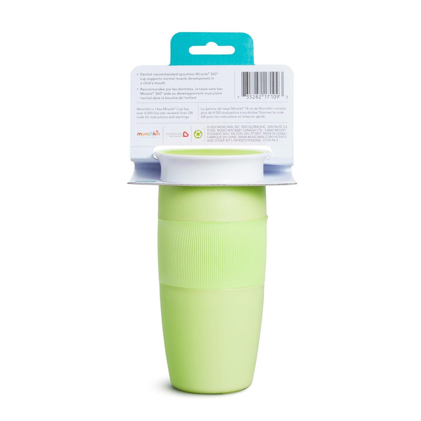 Munchkin Sippy Cup for Toddlers, Miracle 360 Cup, 14 Ounce, Green