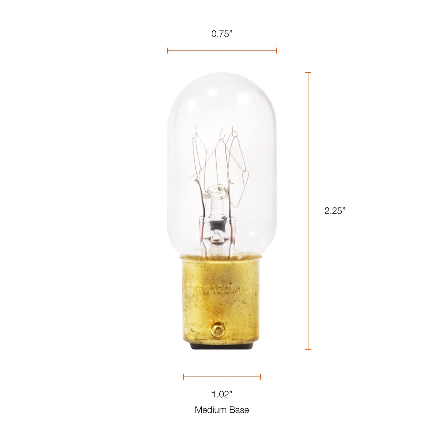Ledvance Sylvania 15W Incandescent Appliance Light Bulb, T7, 110 Lumens, Bayonet Base, Warm White, 1 Count, Model 18200