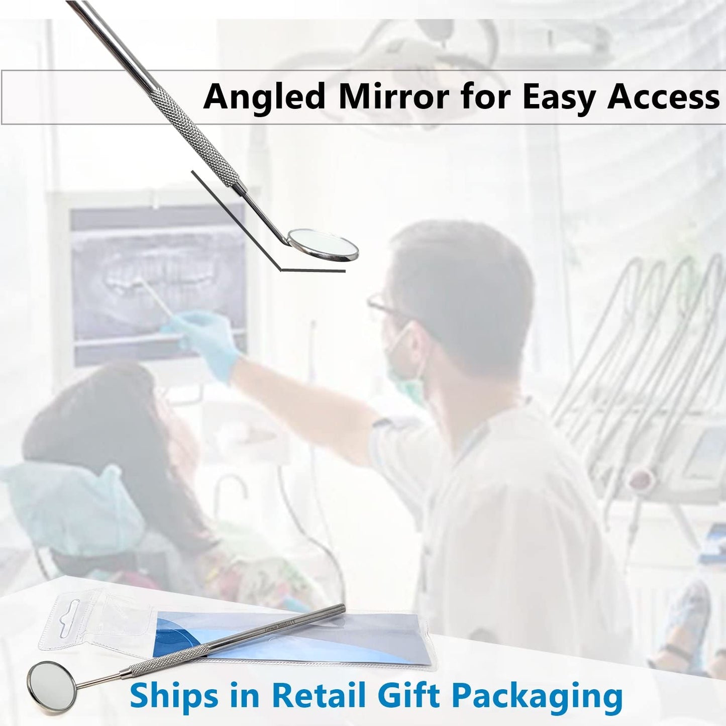 Dental Mouth Teeth Inspection Mirror #5 with Stainless Handle, Cone Socket, Total Length 6.5"