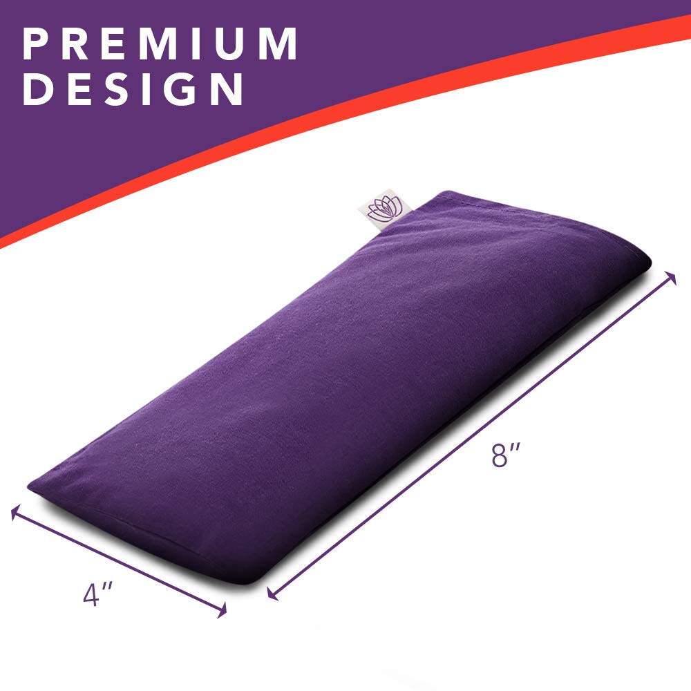 Lotus Weighted Lavender Eye Pillow – Purple Eye Mask for Sleep & Meditation – Aromatherapy Yoga Pillow with Flaxseed – Hot or Cold Compress for Headache & Eye Relief