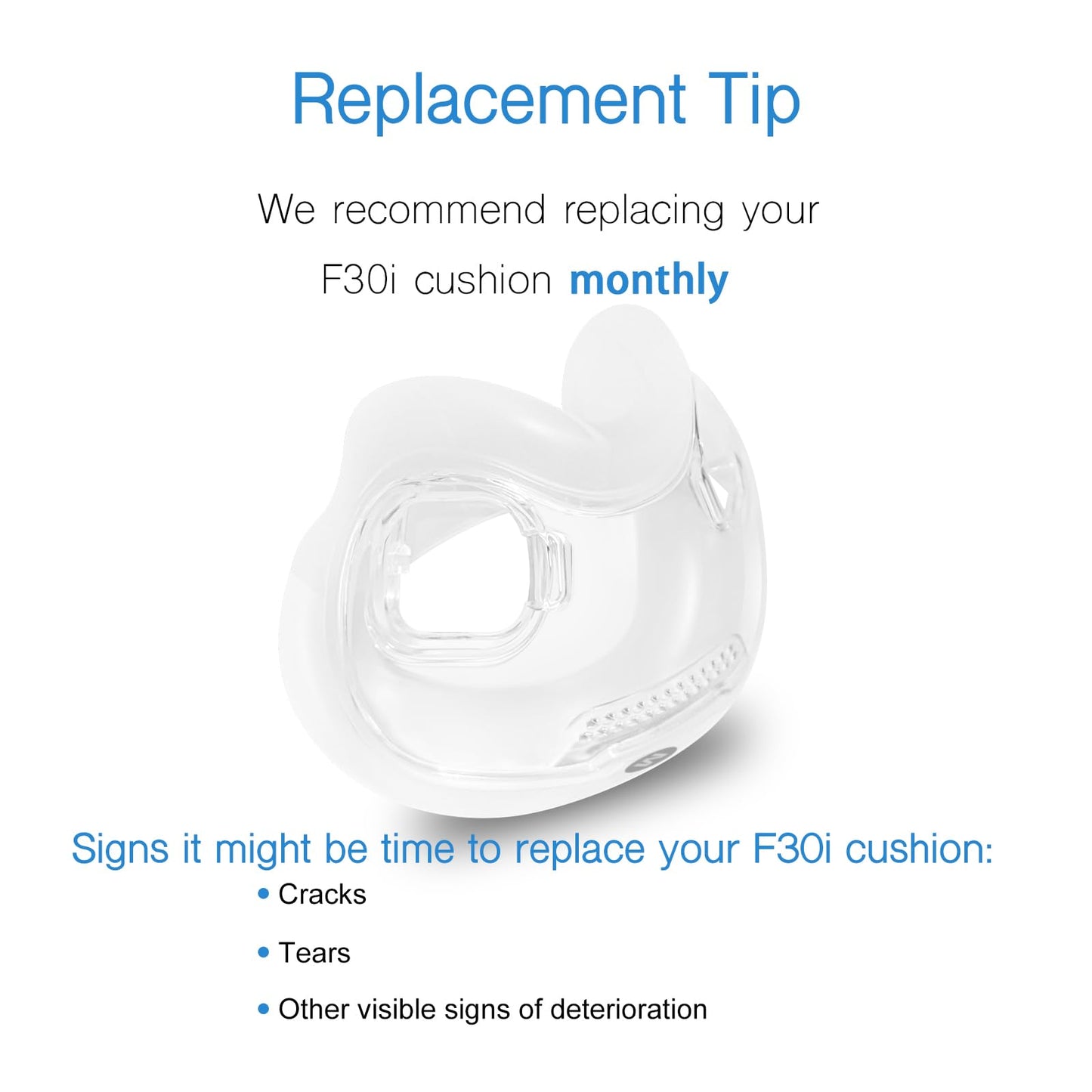 Replacement Full Face Cushion for AirFit F30i - Medium Size - Quiet Venting & Comfortable and Soft - Medium