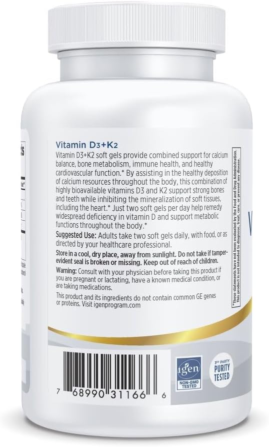 Nordic Naturals Professional Grade Vitamin D3+K2 Supplement, Orange Flavor - 60 Soft Gels - 4000 IU Vitamin D3 & 180 mcg K2- Promotes Calcium Balance & Immune Function - Non-GMO - 30 Servings