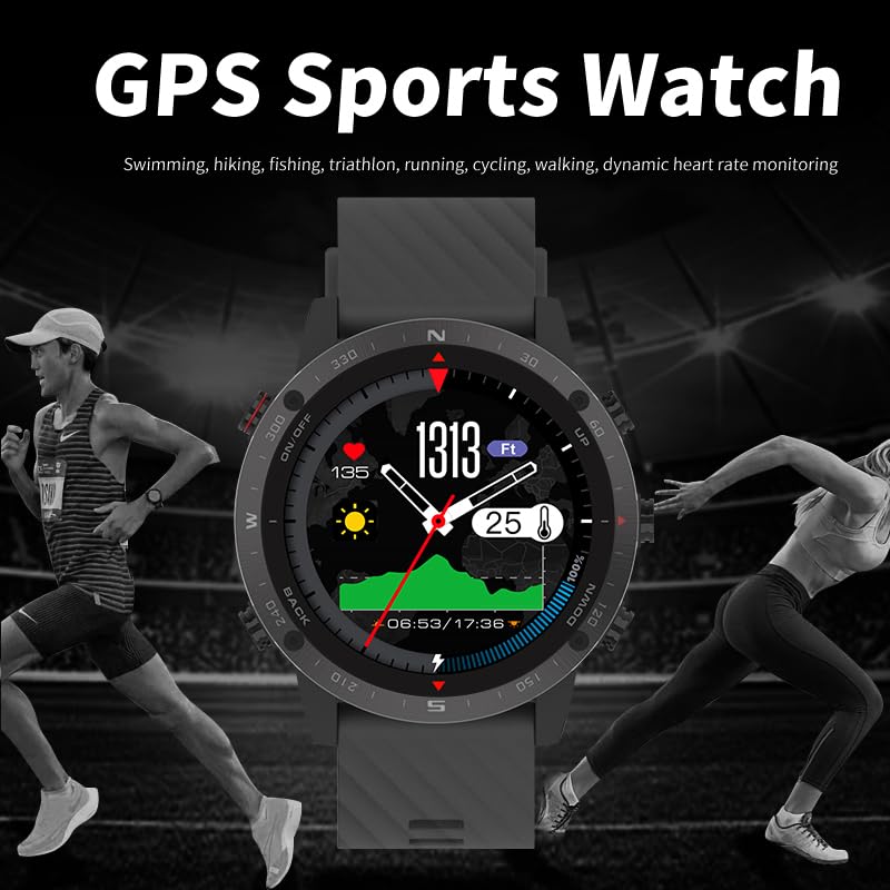 SUNROAD G5 Pro GPS Sports Watch AMOLED Health and Fitness Tracker Running Swimming Climbing Hiking Route Navigation Men Wr...