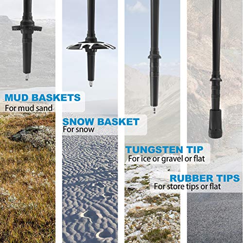 G2 GO2GETHER Aluminum Trekking Poles - Quick Adjustable Locks, Comfort Handle, Padded Strap, Snow Baskets - Walking Sticks...