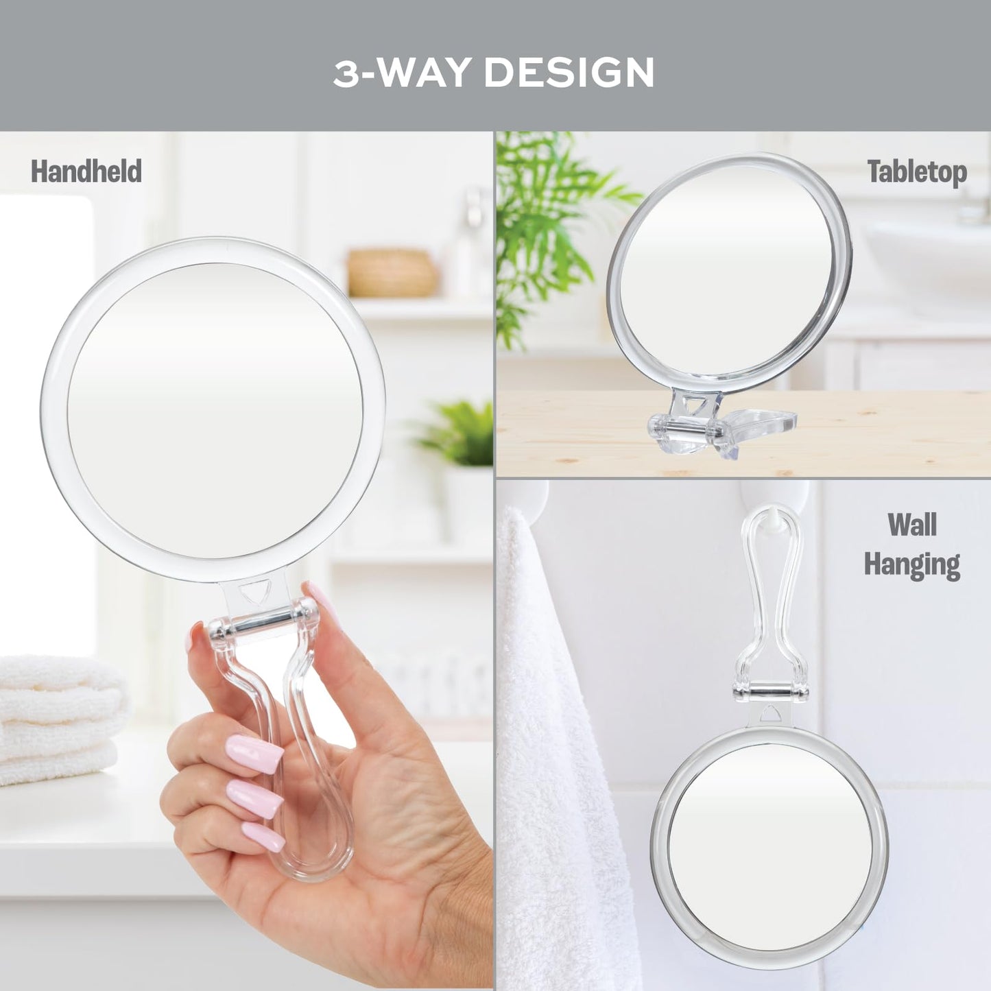 ForPro Professional Collection Expert 30X Magnifying Handheld Mirror, Double-Sided Hand Mirror with Folding Adjustable Handle fo