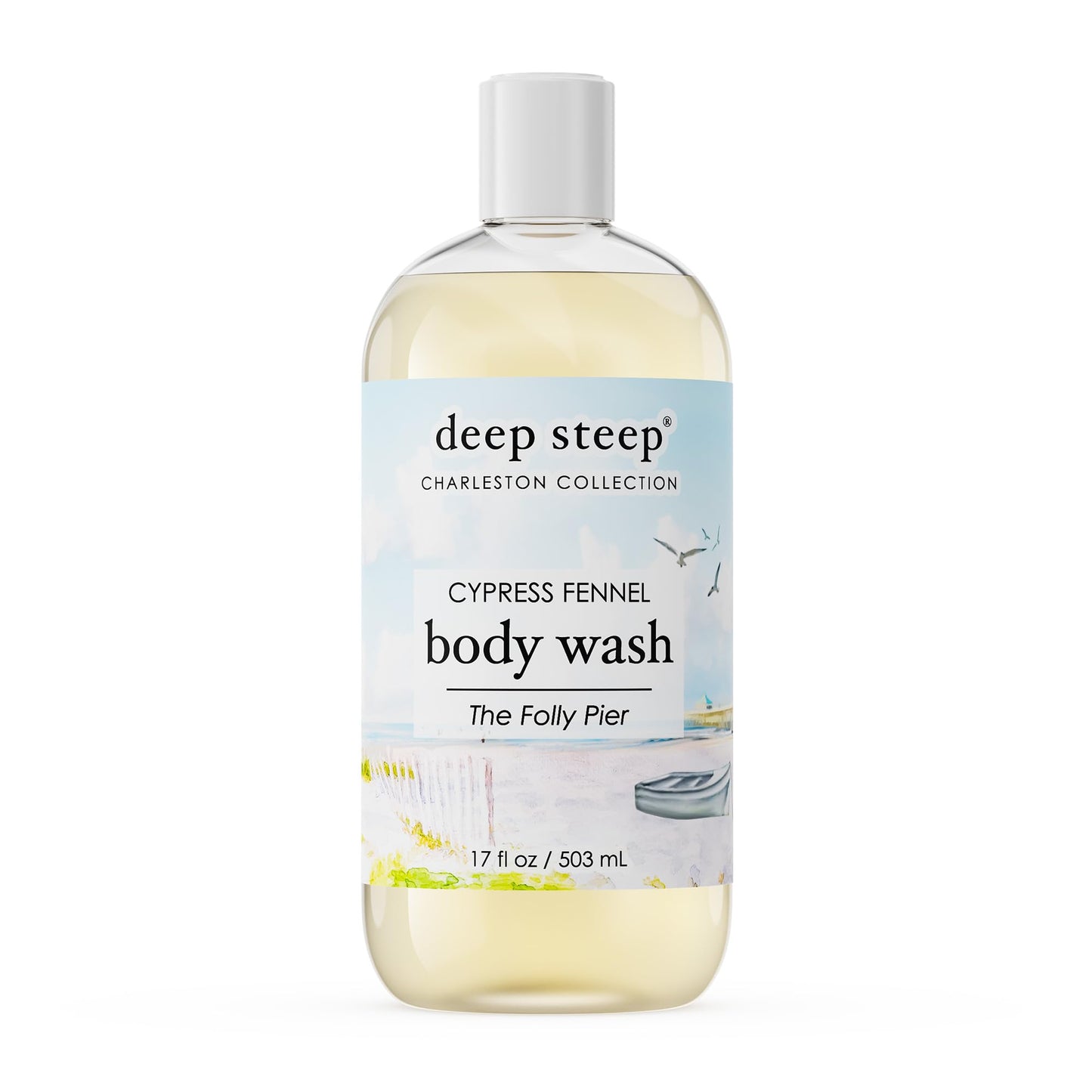 Deep Steep Body Wash, Cypress Fennel (The Folly Pier), 17 oz - Hydrating Shower Gel with Hyaluronic Acid, Shea Butter, Aloe Vera