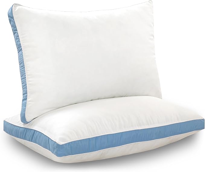 ROYALE LINENS Pillows Queen Size Set of 2 -Bed Pillows for Sleeping -Cooling Pillow for Back, Stomach or Side Sleepers -Down Alternative Queen Gusseted Pillows -Hotel Quality (20x30 Inches, Pack of 2)