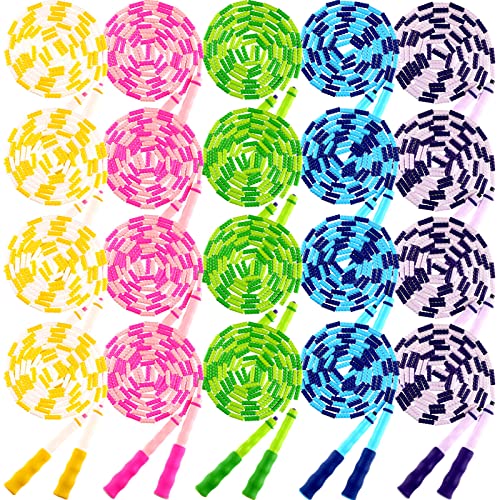 Yunsailing 20 Pack Jump Ropes for Adults Kids, 9.2 Feet Adjustable Length Free Segmented Skipping Rope Bulk Soft Beaded Ju...
