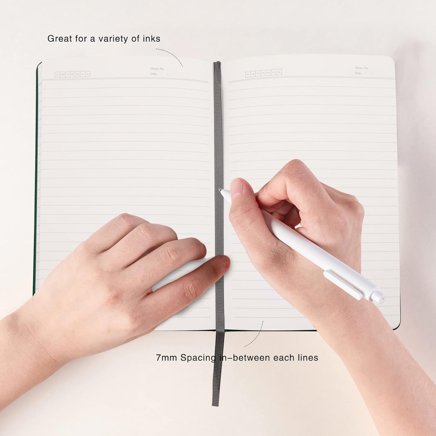 Deziliao Hardcover Notebook Journal 160 Pages, Lined Journal Notebooks for Work, 100Gsm Premium Thick Paper with Pocket, Medium 5.7"x8.4", Christmas Gift（Dark-Green, Ruled）