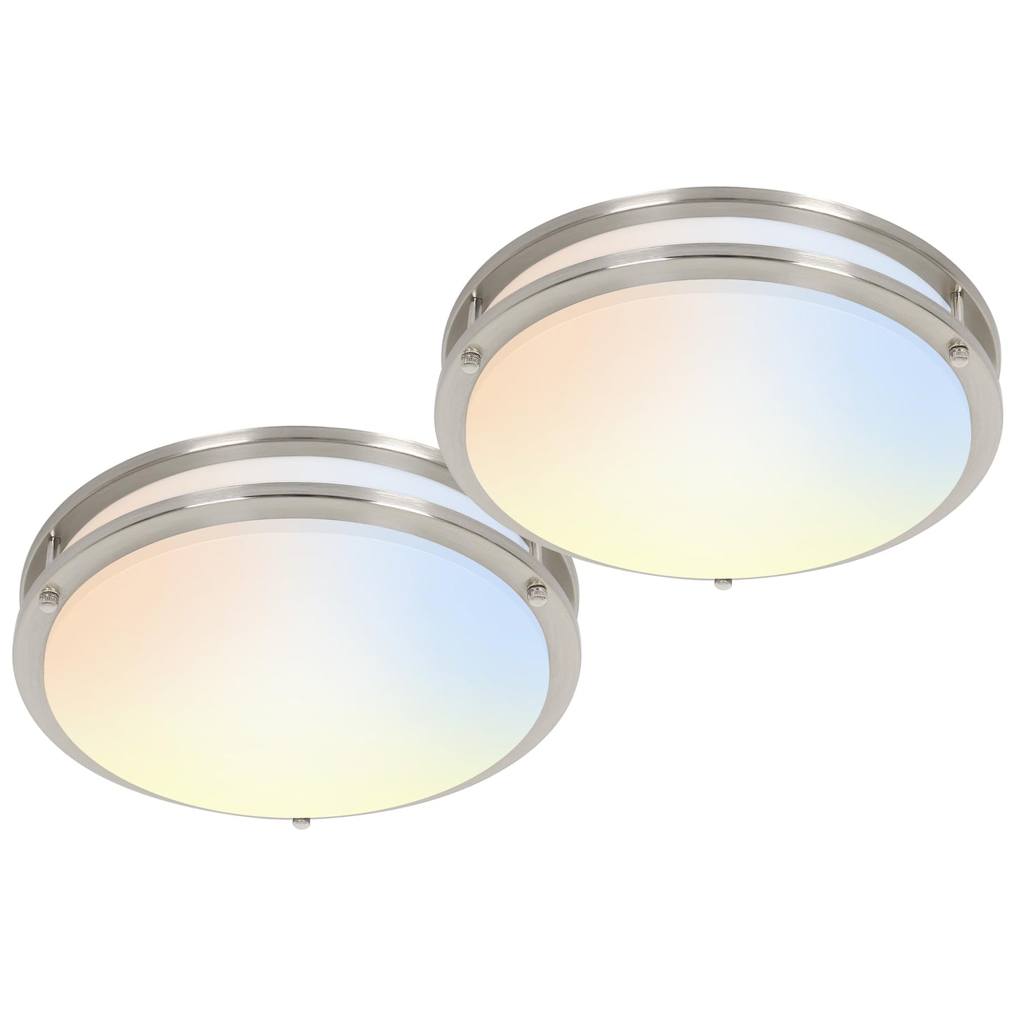 hykolity LED Flush Mount Ceiling Light, 16 inch, Brushed Nickel, 36W, 2200LM, Model HBCE-16C-N5CCT, Dimmable