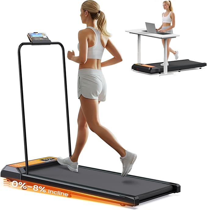 VITALTRACK Walking Pad with Incline and Handle Bar, 2.5 HP Quiet Under Desk Treadmills for Home Small, Portable Walking Pa...