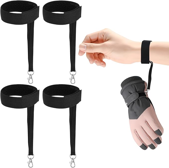 CYUXING 4Pcs Sports Winter Ski Gloves Elastic Wrist Strap, Snowboarding Accessories for Men, Safety Straps Supplies with K...