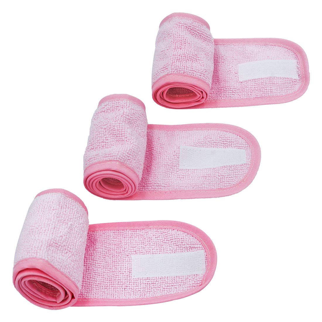 Bleu Bath (3 Pack Adjustable Facial Makeup Headband with Magic Tape Super Absorption Microfiber Terry Cloth Sweat-Absorbent Spa