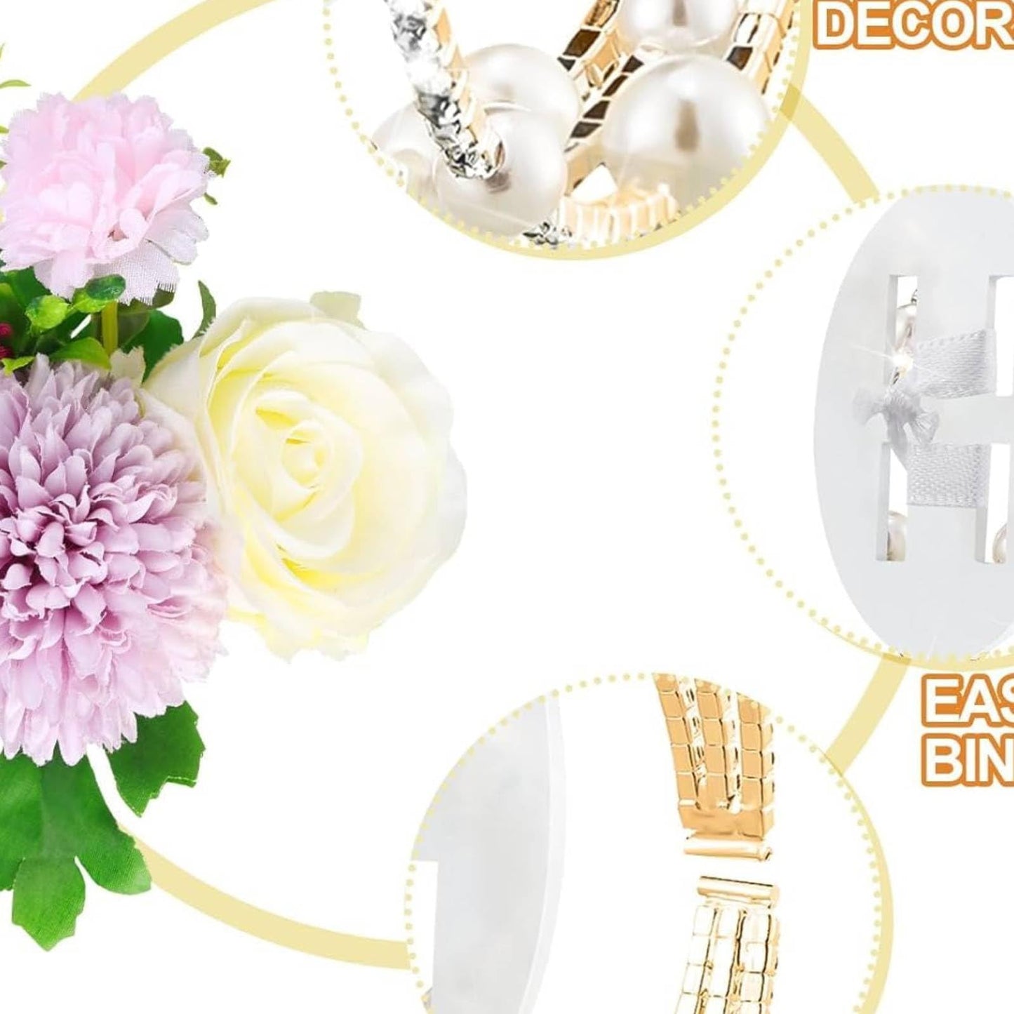 Hotop 4 Pcs Corsage Wrist Bracelet Bands Bride Pearl Rhinestone Bracelet Elastic Wrist Corsage DIY Wedding Wristband Faux Pearl