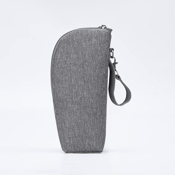 Kisangel Insulated Bottle Cooler Bag for Travel and Daycare Small Oxford Cloth Thermal Bottle Bag with Handle and Zipper Closure Portable Grey