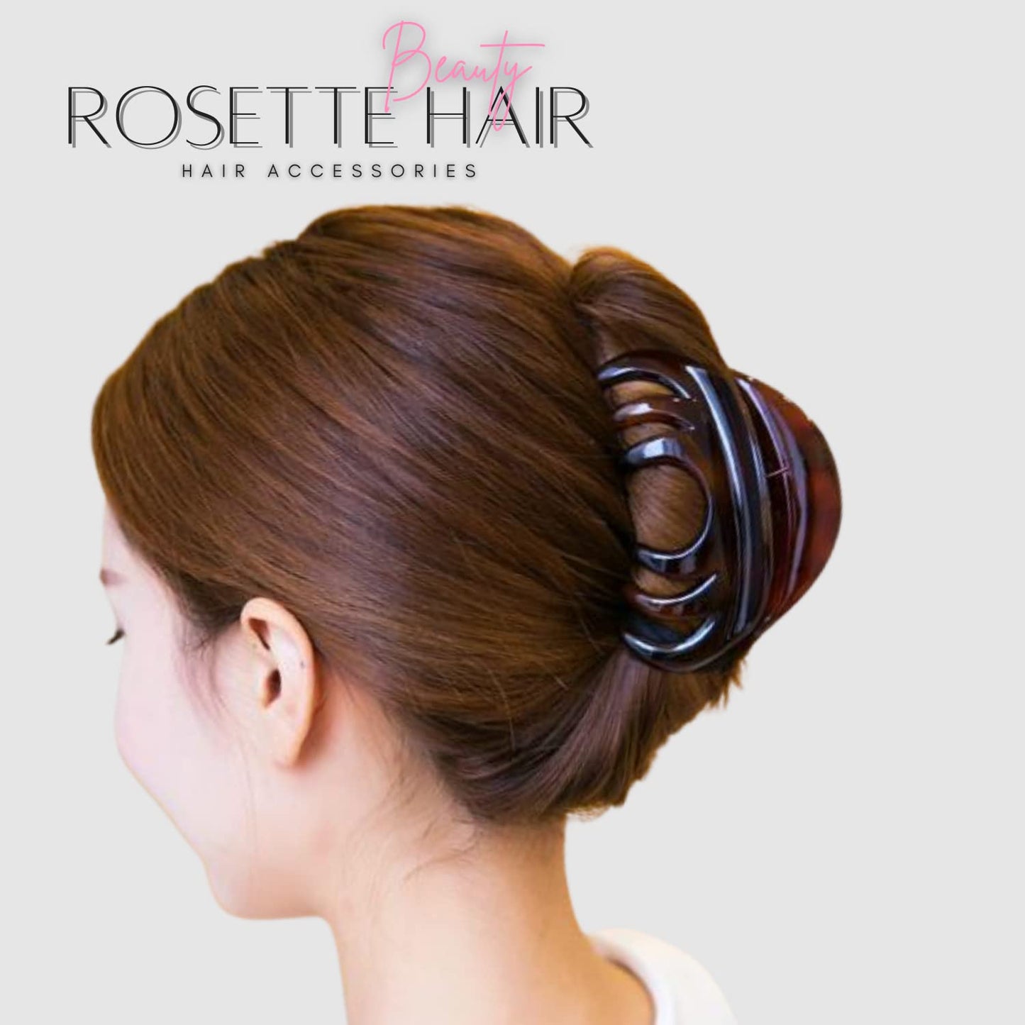 Rosette Large Chic Styling Glass Claw Clip Hair Clamps Grips Hairpins Barrettes for Indoor/Outdoor Use - Thick Hair, Women and G