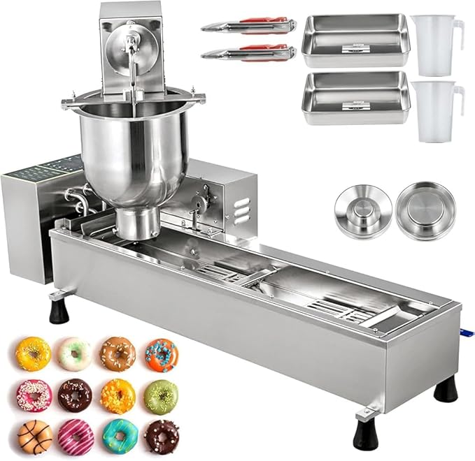 Donut Maker, Commercial Automatic Doughnut Machine with 7L Hopper, Includes 3 Sizes Molds, Stainless Steel Fryer